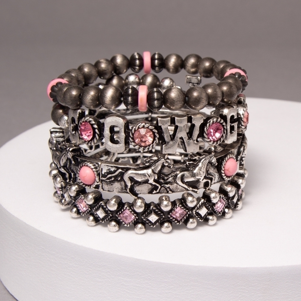 Mustang Western Theme Beaded Bracelet Set New